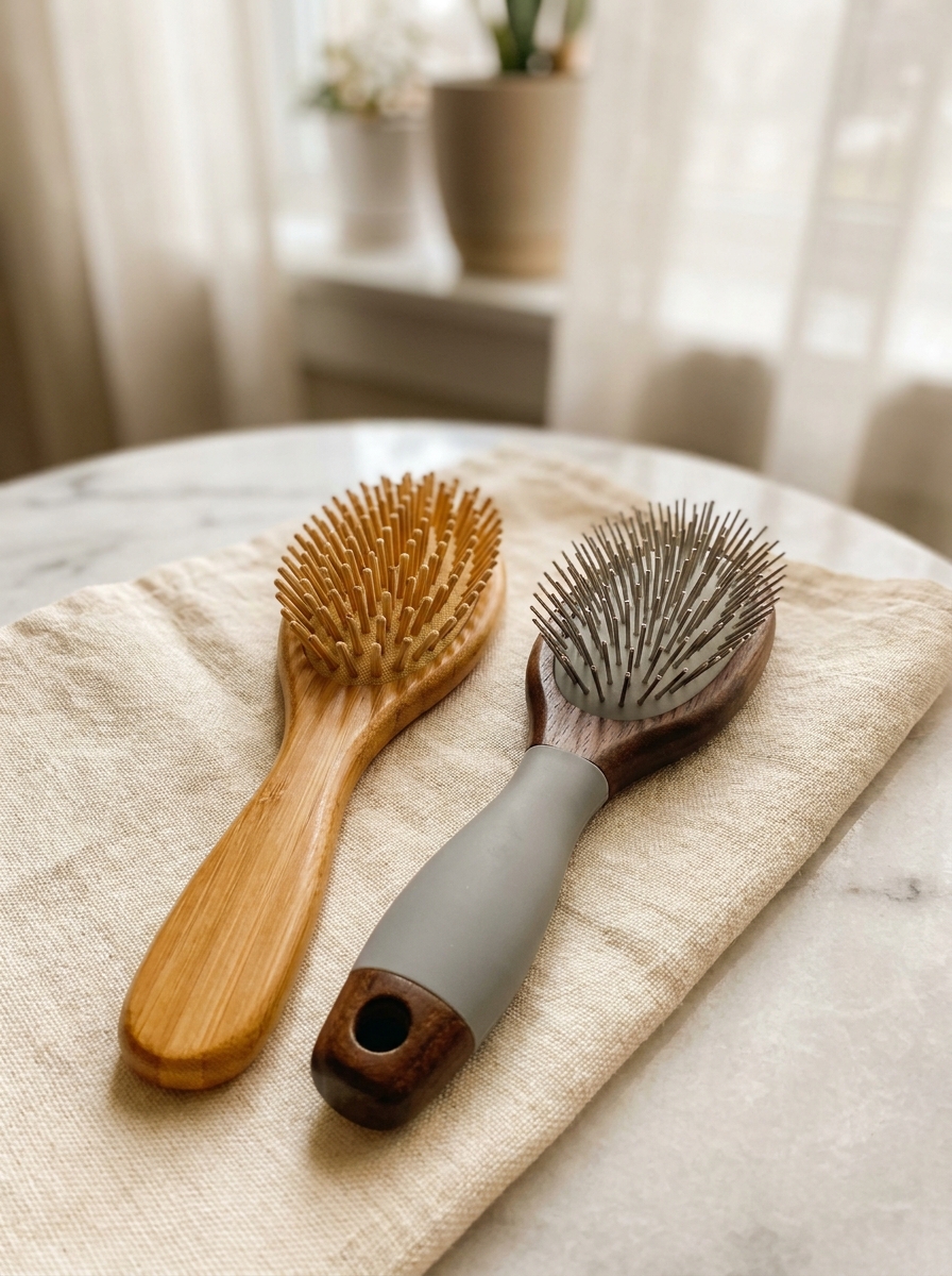 Bamboo or Stainless Steel Hairbrush